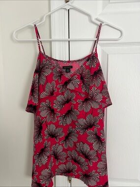 Ann Taylor Hot Pink Floral Ruffle Camisole